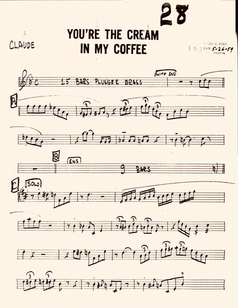 Claude Gordon Playing You're The Cream in My Coffee - Page 1