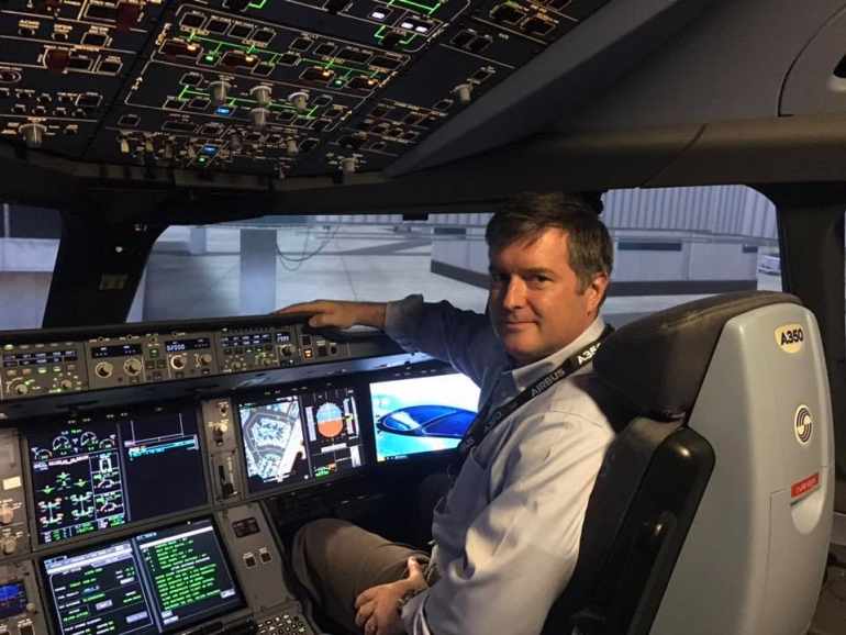 Rob Rhyne Delta Pilot Airbus 350 Cockpit